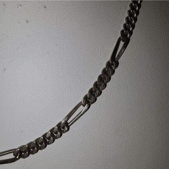 925 sterling silver marked flawless thick figaro link Necklace - Picture 2 of 7